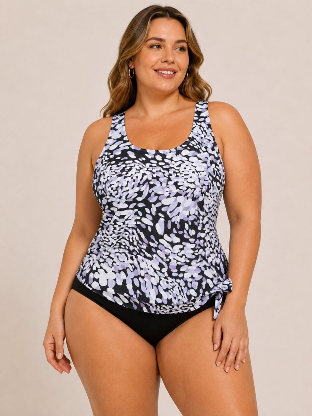 FULLFITALL Dew Drops Blouson Tankini Set Floral Plus Size 24 NWT